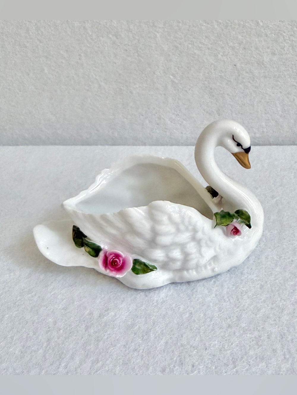 Vintage Gerold porcelain Swan trinket dish Planter West Germany 1970s